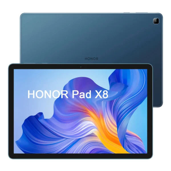 Tablet Honor Pad X8 en color Blue Hour. Ofrece conectividad WiFi y cuenta con una pantalla de 10,1 pulgadas Full HD. Viene con 4 GB de RAM y 64 GB de almacenamiento interno, expandible mediante tarjeta microSD. Ejecuta el sistema operativo Android, lo que te brinda acceso a una amplia gama de aplicaciones y servicios. Una tablet versátil y potente de Honor, ideal para disfrutar de contenido multimedia y realizar tareas diarias.